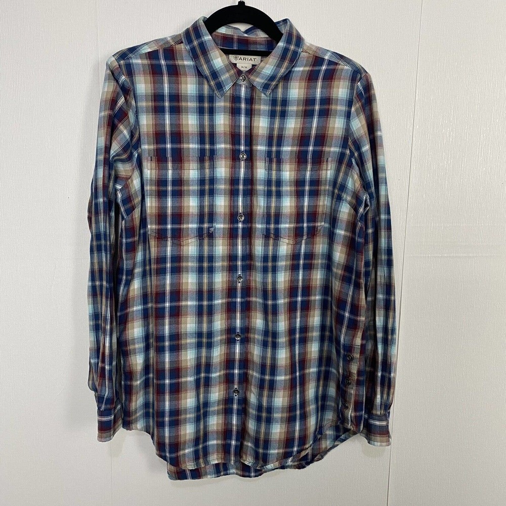 ARIAT Women Multicolor Western Long Sleeve Plaid Button Down Shirt Size Medium.